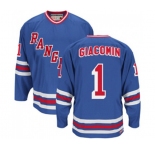 CCM New York Rangers #1 Eddie Giacomin Authentic Royal Blue Heroes of Hockey Alumni Throwback NHL Jersey