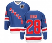 CCM New York Rangers #28 Tie Domi Authentic Royal Blue 75TH Throwback NHL Jersey