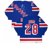 CCM New York Rangers #28 Tie Domi Authentic Royal Blue New Throwback NHL Jersey