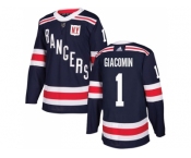 Men Adidas New York Rangers #1 Eddie Giacomin Navy Blue Authentic 2018 Winter Classic Stitched NHL Jersey