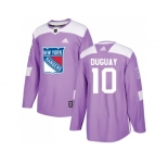 Men Adidas New York Rangers #10 Ron Duguay Purple Authentic Fights Cancer Stitched NHL Jersey