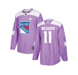 Men Adidas New York Rangers #11 Mark Messier Purple Authentic Fights Cancer Stitched NHL Jersey