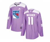 Men Adidas New York Rangers #11 Mark Messier Purple Authentic Fights Cancer Stitched NHL Jersey