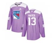 Men Adidas New York Rangers #13 Kevin Hayes Purple Authentic Fights Cancer Stitched NHL Jersey