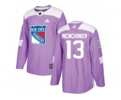 Men Adidas New York Rangers #13 Sergei Nemchinov Purple Authentic Fights Cancer Stitched NHL Jersey