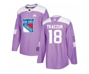 Men Adidas New York Rangers #18 Walt Tkaczuk Purple Authentic Fights Cancer Stitched NHL Jersey