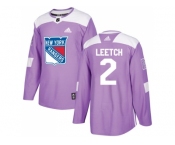 Men Adidas New York Rangers #2 Brian Leetch Purple Authentic Fights Cancer Stitched NHL Jersey