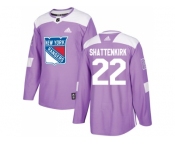 Men Adidas New York Rangers #22 Kevin Shattenkirk Purple Authentic Fights Cancer Stitched NHL Jersey