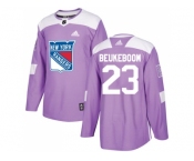 Men Adidas New York Rangers #23 Jeff Beukeboom Purple Authentic Fights Cancer Stitched NHL Jersey