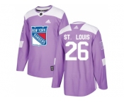 Men Adidas New York Rangers #26 Martin St.Louis Purple Authentic Fights Cancer Stitched NHL Jersey