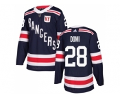 Men Adidas New York Rangers #28 Tie Domi Navy Blue Authentic 2018 Winter Classic Stitched NHL Jersey
