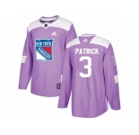 Men Adidas New York Rangers #3 James Patrick Purple Authentic Fights Cancer Stitched NHL Jersey