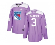 Men Adidas New York Rangers #3 James Patrick Purple Authentic Fights Cancer Stitched NHL Jersey
