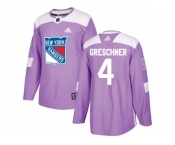 Men Adidas New York Rangers #4 Ron Greschner Purple Authentic Fights Cancer Stitched NHL Jersey