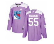 Men Adidas New York Rangers #55 Nick Holden Purple Authentic Fights Cancer Stitched NHL Jersey