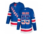 Men Adidas New York Rangers #55 Nick Holden Royal Blue Home Authentic USA Flag Stitched NHL Jersey
