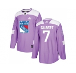 Men Adidas New York Rangers #7 Rod Gilbert Purple Authentic Fights Cancer Stitched NHL Jersey