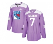 Men Adidas New York Rangers #7 Rod Gilbert Purple Authentic Fights Cancer Stitched NHL Jersey