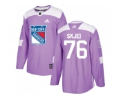 Men Adidas New York Rangers #76 Brady Skjei Purple Authentic Fights Cancer Stitched NHL Jersey
