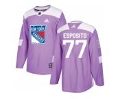 Men Adidas New York Rangers #77 Phil Esposito Purple Authentic Fights Cancer Stitched NHL Jersey