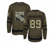 Men Adidas New York Rangers #89 Pavel Buchnevich Green Salute to Service Stitched NHL Jersey