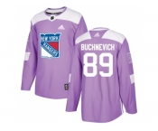 Men Adidas New York Rangers #89 Pavel Buchnevich Purple Authentic Fights Cancer Stitched NHL Jersey