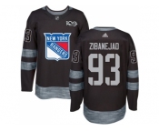 Men Adidas New York Rangers #93 Mika Zibanejad Black 1917-2017 100th Anniversary Stitched NHL Jersey
