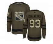 Men Adidas New York Rangers #93 Mika Zibanejad Green Salute to Service Stitched NHL Jersey