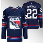 Men New York Rangers #22 Jonny Brodzinski Navy Stitched Jersey