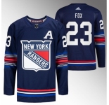 Men New York Rangers #23 Adam Fox Navy Stitched Jersey