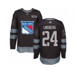Men's Adidas New York Rangers #24 Oscar Lindberg Authentic Black 1917-2017 100th Anniversary NHL Jersey