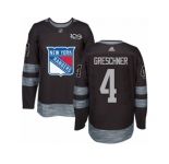 Men's Adidas New York Rangers #4 Ron Greschner Authentic Black 1917-2017 100th Anniversary NHL Jersey