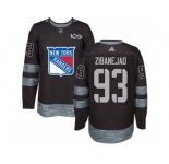 Men's Adidas New York Rangers #93 Mika Zibanejad Authentic Black 1917-2017 100th Anniversary NHL Jersey