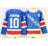 Men's New York Rangers #10 Artemi Panarin Blue 2025 With A Patch Stitched Hockey Jersey