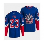 Men's New York Rangers #23 Adam Fox Blue 2022 Reverse Retro Stitched Jersey