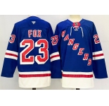 Men's New York Rangers #23 Adam Fox Royal 2024-25 Home With A Patch Stitched Hockey Jersey