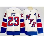 Men's New York Rangers #23 Adam Fox White 2024-25 Stadium Series Stitched Jersey