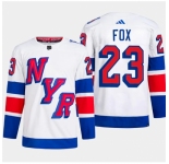 Men's New York Rangers #23 Adam Fox White 2024 Stadium Series Stitched Jersey