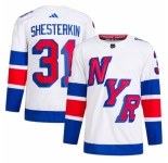 Men's New York Rangers #31 Igor Shesterkin White 2024 Stadium Series Stitched Jersey