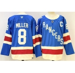 Men's New York Rangers #8 JT Miller Blue 2025 With C Patch Stitched Hockey Jersey