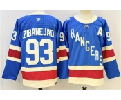 Men's New York Rangers #93 Mika Zibanejad Blue With A Patch Stitched Hockey Jersey