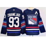 Men's New York Rangers #93 Mika Zibanejad Navy 2024-25 Stitched Jersey