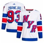 Men's New York Rangers #93 Mika Zibanejad White 2024 Stadium Series Stitched Jersey