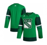 Men's New York Rangers Blank 2020 St. Patrick's Day Stitched Hockey Jersey Green