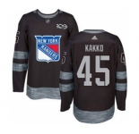 Men's Rangers #45 Kappo Kakko Black 1917-2017 100th Anniversary Stitched Hockey Jersey