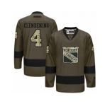 Men's Reebok New York Rangers #4 Adam Clendening Authentic Green Salute to Service NHL Jersey