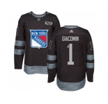 New York Rangers #1 Eddie Giacomin Black 1917-2017 100th Anniversary Stitched NHL Jersey