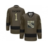 New York Rangers #1 Eddie Giacomin Green Salute to Service Stitched NHL Jersey