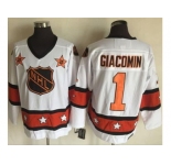 New York Rangers #1 Eddie Giacomin White Orange All Star CCM Throwback Stitched NHL Jersey