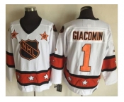 New York Rangers #1 Eddie Giacomin White Orange All Star CCM Throwback Stitched NHL Jersey